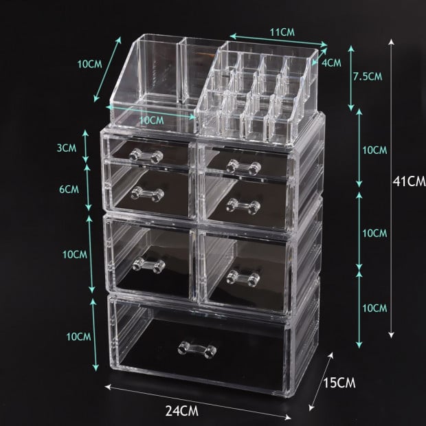 Clear Acrylic Cosmetic Organizer Jewellery Storage Box With 7 Drawers Image 6