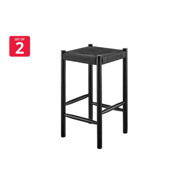 Set of 2 Amber Counter Stool Black