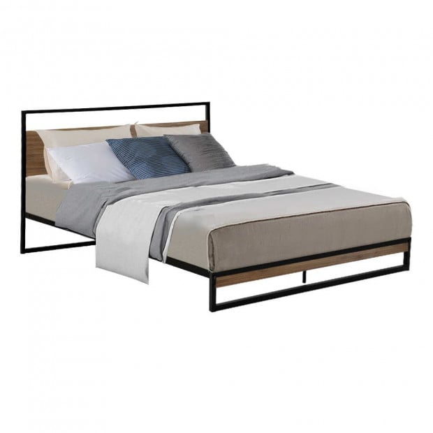 Metal Bed Frame Double Size Mattress Base Platform Foundation Black