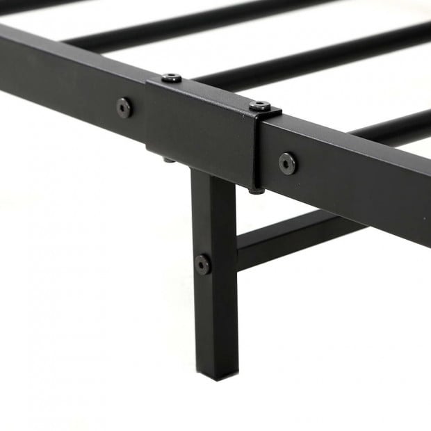 Metal Bed Frame Double Size Mattress Base Platform Foundation Black Image 3
