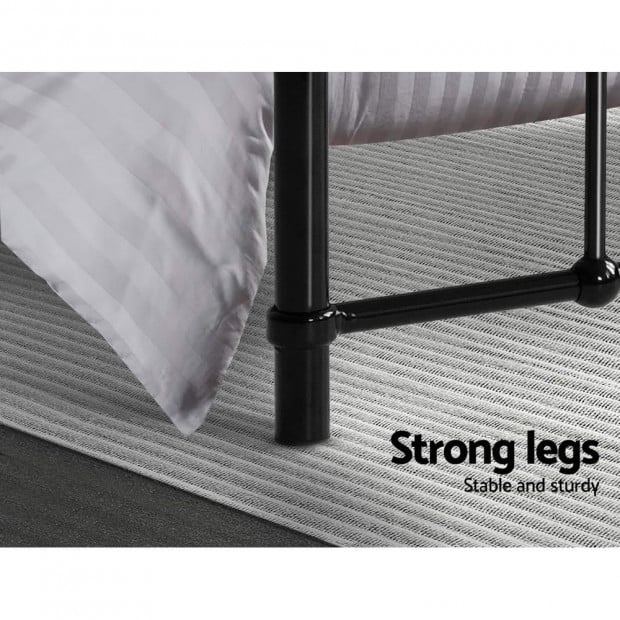 Metal Bed Frame Double Size Platform Mattress Base Leo Black Image 6