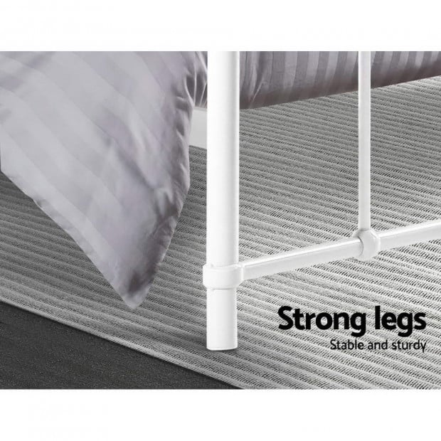 Metal Bed Frame Double Size Platform Foundation Base  White Image 6