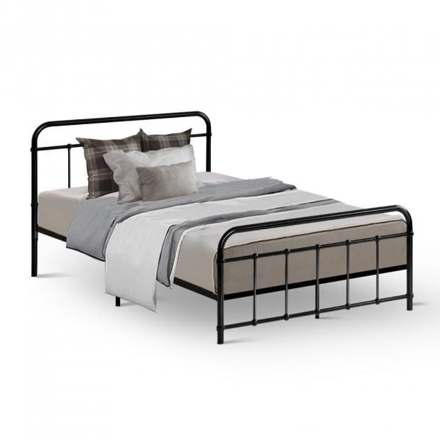 Metal Bed Frame King Single Size Platform Mattress Base Black
