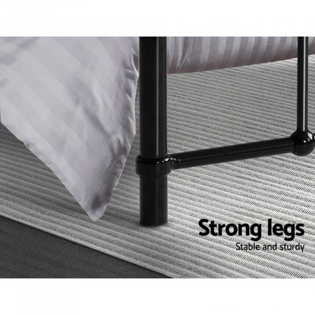 Metal Bed Frame King Single Size Platform Mattress Base Black Image 3