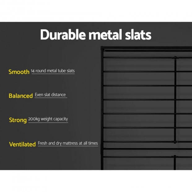 Metal Bed Frame King Single Platform Foundation Mattress Base Black Image 5