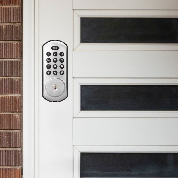 MEC Digital Motorised Smart Lock 20 User Codes Auto-Lock Backlit Keypad - Chrome Image 7