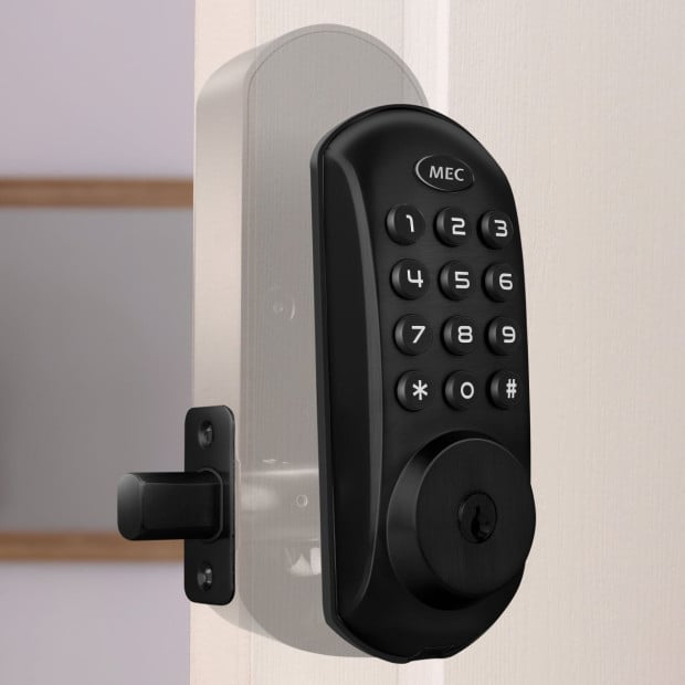 MEC Digital Motorised Smart Lock 20 User Codes Auto-Lock Backlit Keypad - Matte Black Image 6