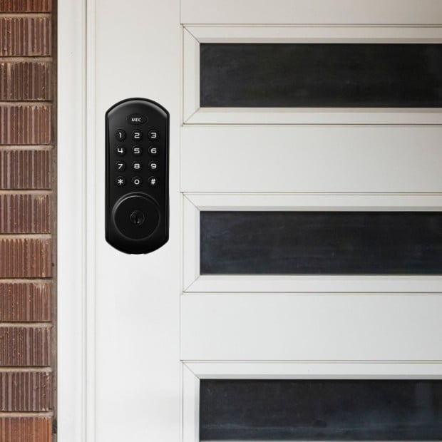 MEC Digital Motorised Smart Lock 20 User Codes Auto-Lock Backlit Keypad - Matte Black Image 7