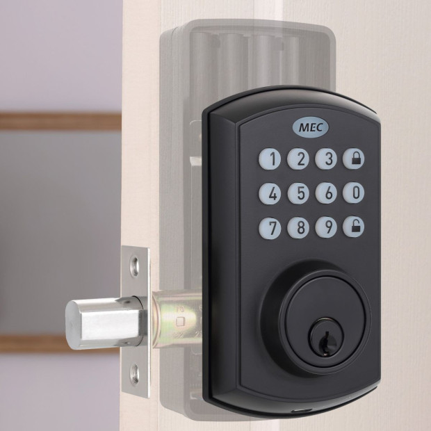 MEC Digital Motorised Smart Lock 50 User Codes Auto-Lock Backlit Keypad - Matte Black Image 6