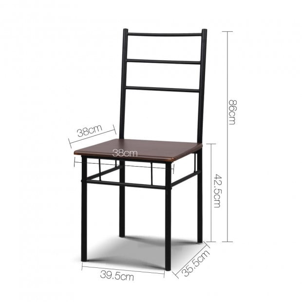 Metal Frame Table and Chairs Walnut & Black