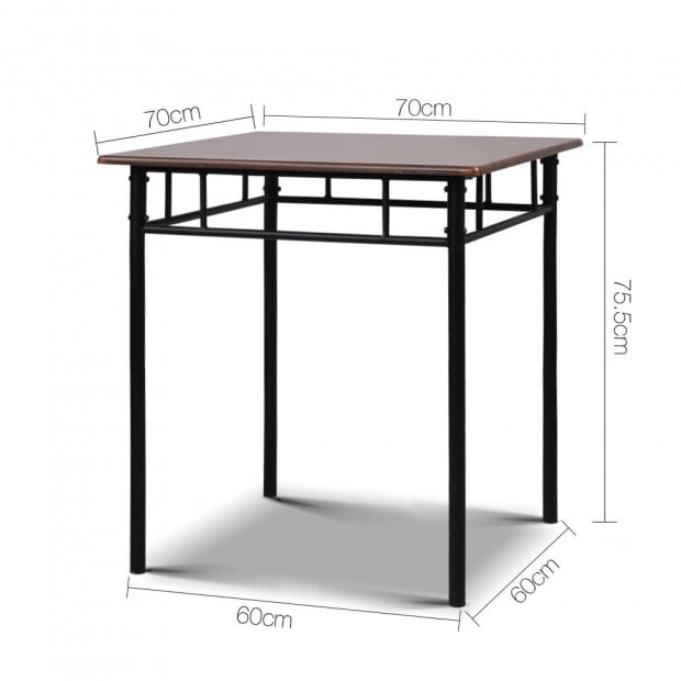 Metal Frame Table and Chairs Walnut & Black