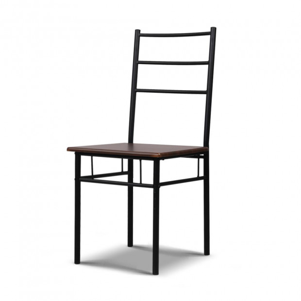 Metal Frame Table and Chairs Walnut & Black
