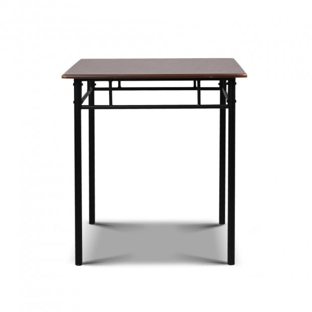 Metal Frame Table and Chairs Walnut & Black