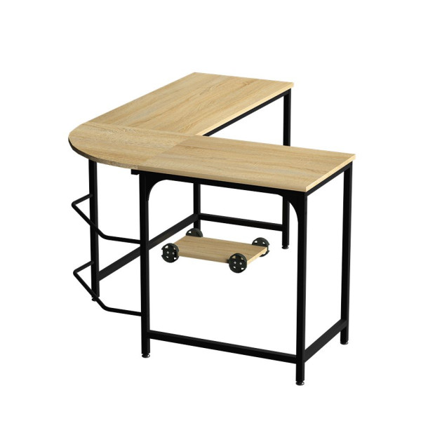 Corner Computer Desk L-shaped Student Home Office Study Table Oak Image 3