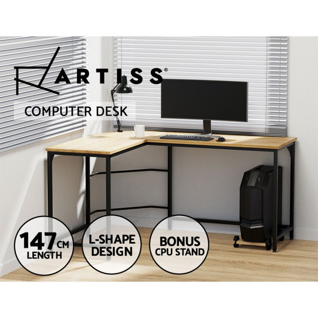 Corner Computer Desk L-shaped Student Home Office Study Table Oak Image 5