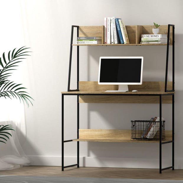 Computer Desk Office Desks Study Table Workstation Bookshelf Storage Image 8