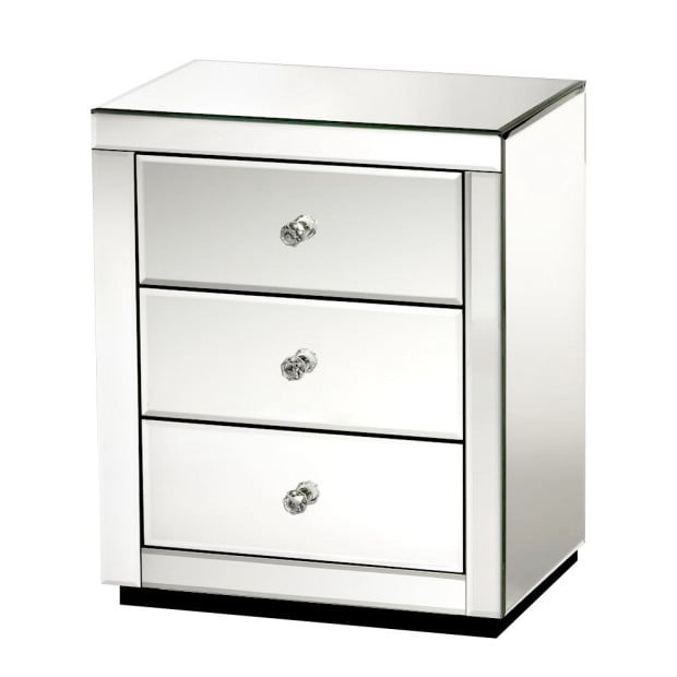 Set of 2 Bedside Tables Drawers Mirrored Side End Table