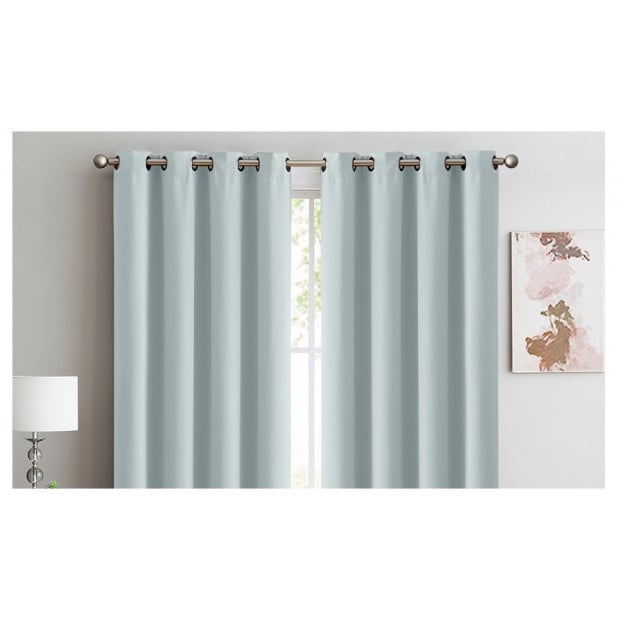 2x 100% Blockout Curtains Panels 3 Layers Eyelet Green 140x230cm