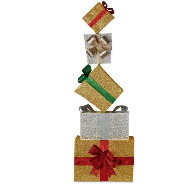 167cm Outdoor Christmas Present Stack with Lights Image 2