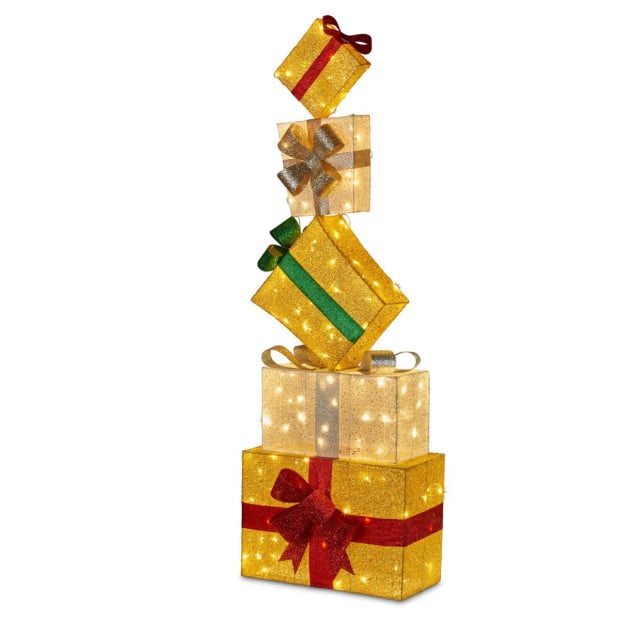 167cm Outdoor Christmas Present Stack with Lights Image 3