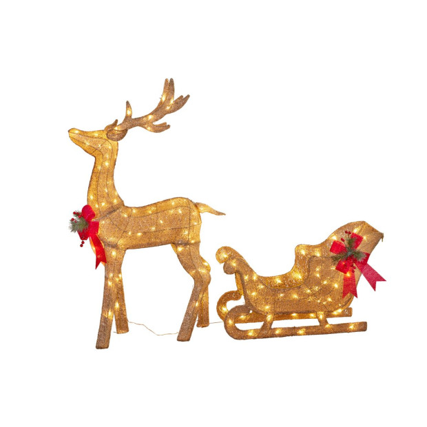 Christmas Sleigh & Reindeer Set with Lights Indoor/Outdoor 148cm Image 2