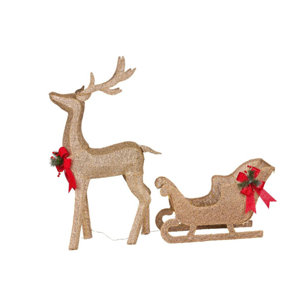 Christmas Sleigh & Reindeer Set with Lights Indoor/Outdoor 148cm Image 3