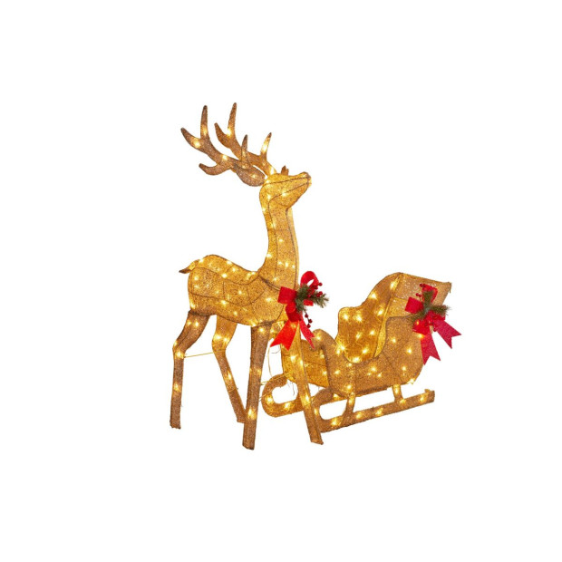 Christmas Sleigh & Reindeer Set with Lights Indoor/Outdoor 148cm Image 4