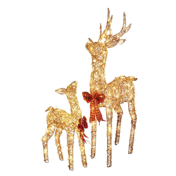 2 Piece Christmas Reindeer Set with Lights Indoor/Outdoor 65cm & 130cm