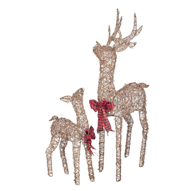 2 Piece Christmas Reindeer Set with Lights Indoor/Outdoor 65cm & 130cm