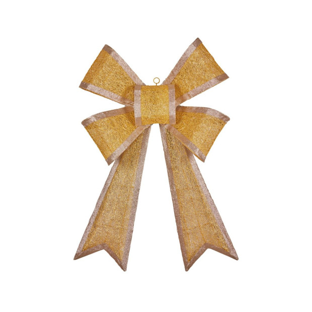 Christmas Bow Display with Lights- Gold Indoor/Outdoor 110cm Image 2