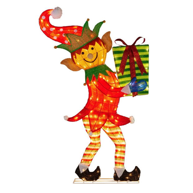 Christmas Elf Display with Lights - 125cm Image 2