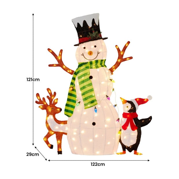 Christmas Snowman Display with Lights and Animals - 121cm Image 4