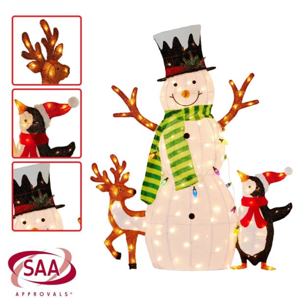 Christmas Snowman Display with Lights and Animals - 121cm Image 5