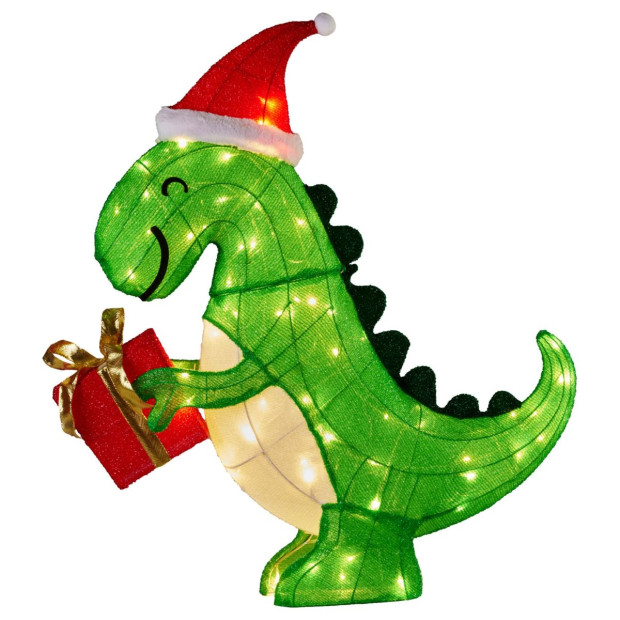 Christmas Dinosaur Display with Lights - 90cm Image 2