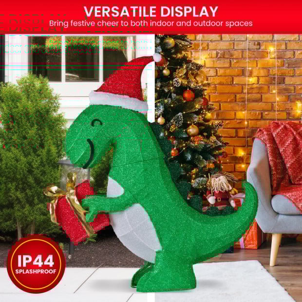 Christmas Dinosaur Display with Lights - 90cm Image 6
