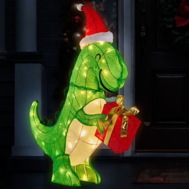 Christmas Dinosaur Display with Lights - 90cm Image 7