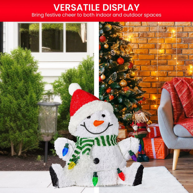 Sitting Christmas Snowman Display with Lights - 40cm Image 6