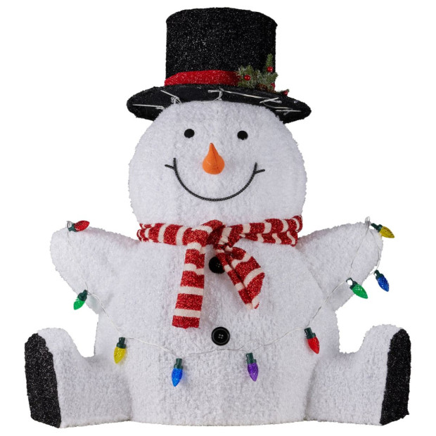 Sitting Snowman Christmas Display with Lights - 82cm Image 3