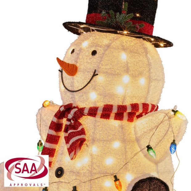 Sitting Snowman Christmas Display with Lights - 82cm Image 5