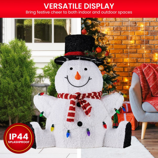 Sitting Snowman Christmas Display with Lights - 82cm Image 6