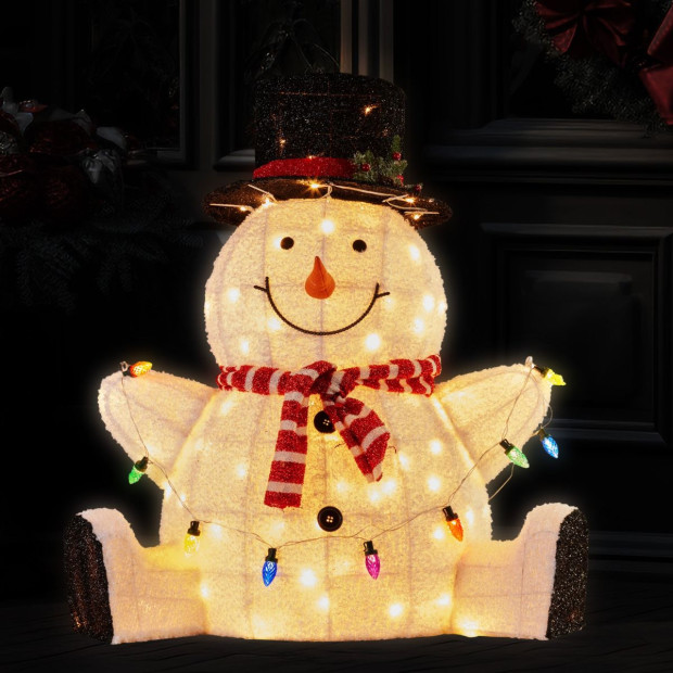 Sitting Snowman Christmas Display with Lights - 82cm Image 7