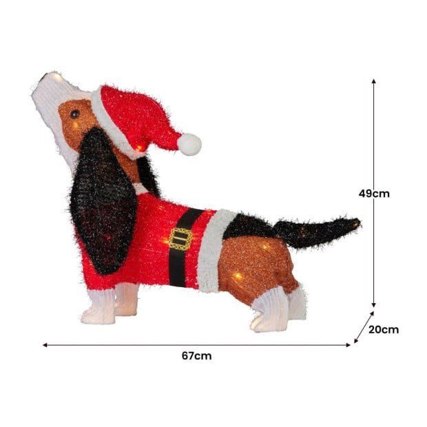 Dachshund Christmas Display Dog with Lights - 67cm Image 4