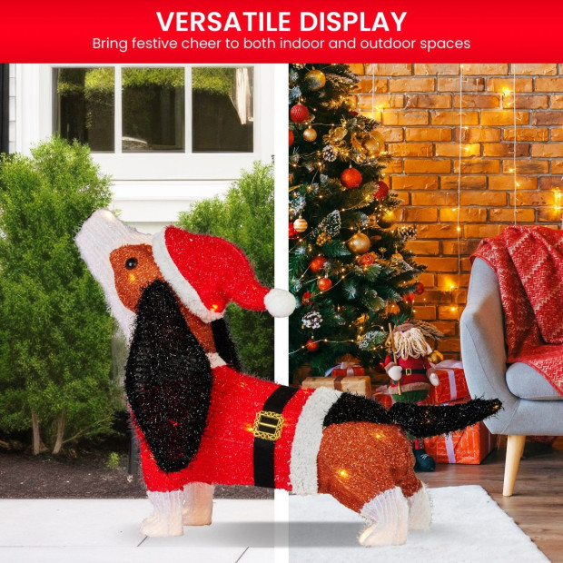Dachshund Christmas Display Dog with Lights - 67cm Image 6