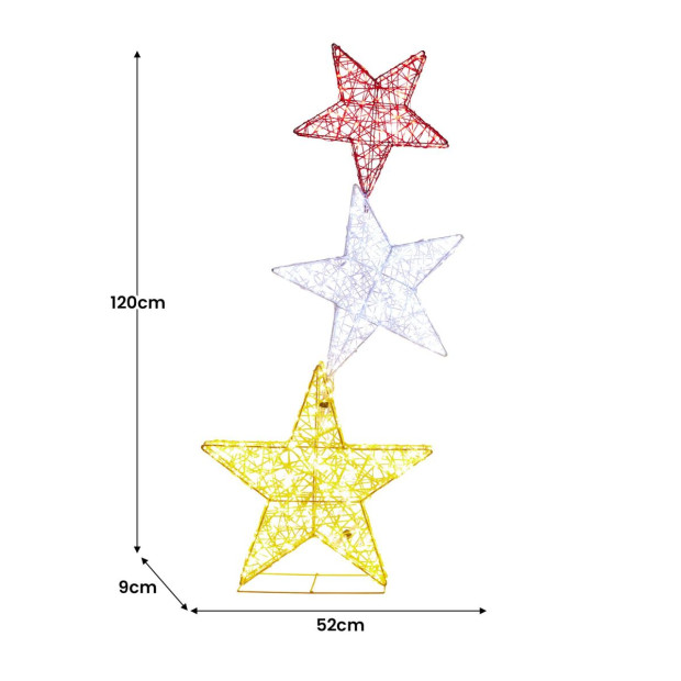 Triple Star Christmas Display with Lights - 120cm Image 4