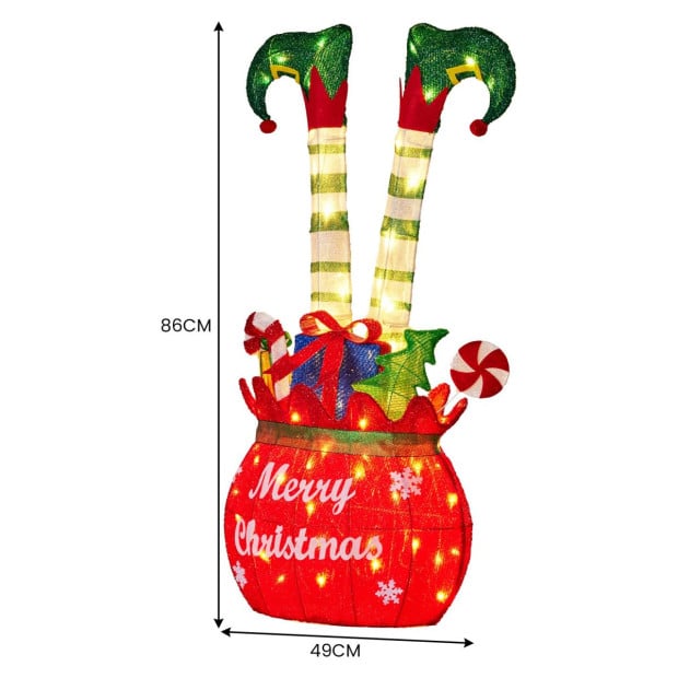 Christabelle Elf in Gift Sack Christmas Display 86cm with LED Lights Image 3