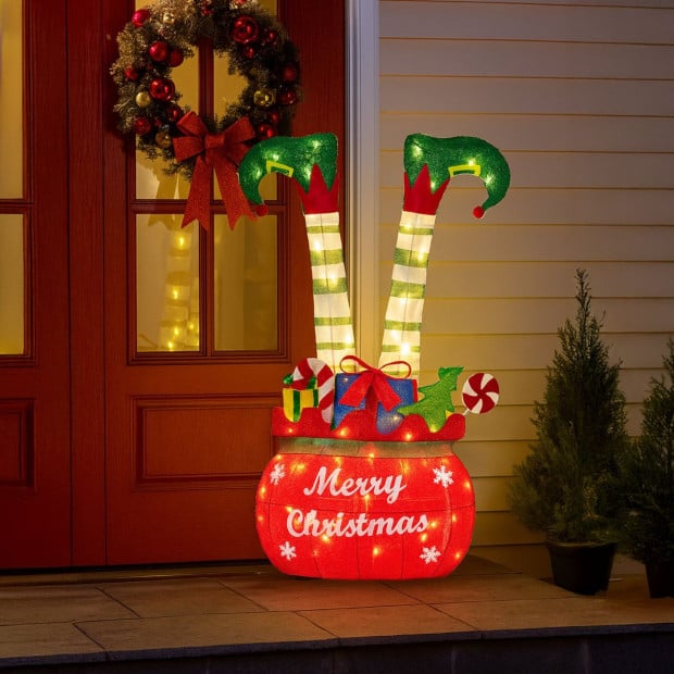 Christabelle Elf in Gift Sack Christmas Display 86cm with LED Lights Image 8