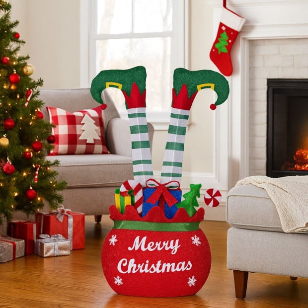 Christabelle Elf in Gift Sack Christmas Display 86cm with LED Lights Image 9