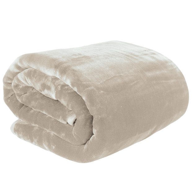 Laura Hill 600GSM Large Double-Sided Queen Faux Mink Blanket - Beige Image 2