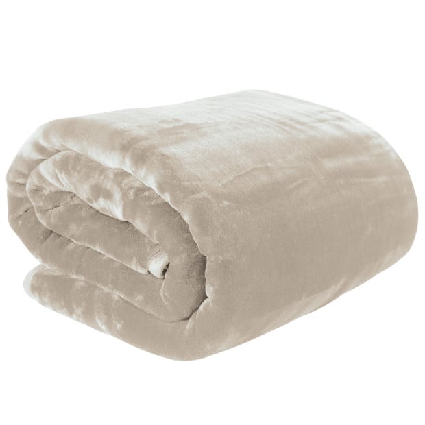 Laura Hill 600-GSM Mink Blanket Queen Size Double-Sided Soft Plush Bed Faux Throw Rug 220 X 240cm - Beige Image 2