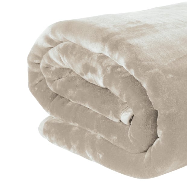Laura Hill 600-GSM Mink Blanket Queen Size Double-Sided Soft Plush Bed Faux Throw Rug 220 X 240cm - Beige Image 3